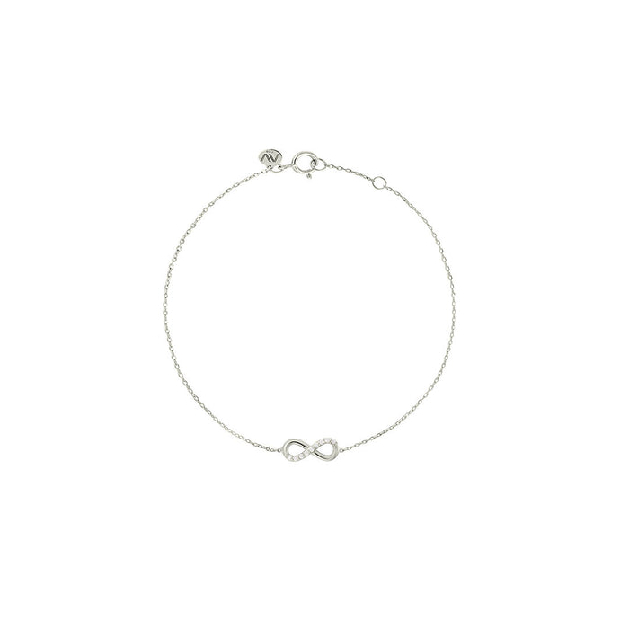 Infinity 18K White Gold Bracelet w. Diamonds