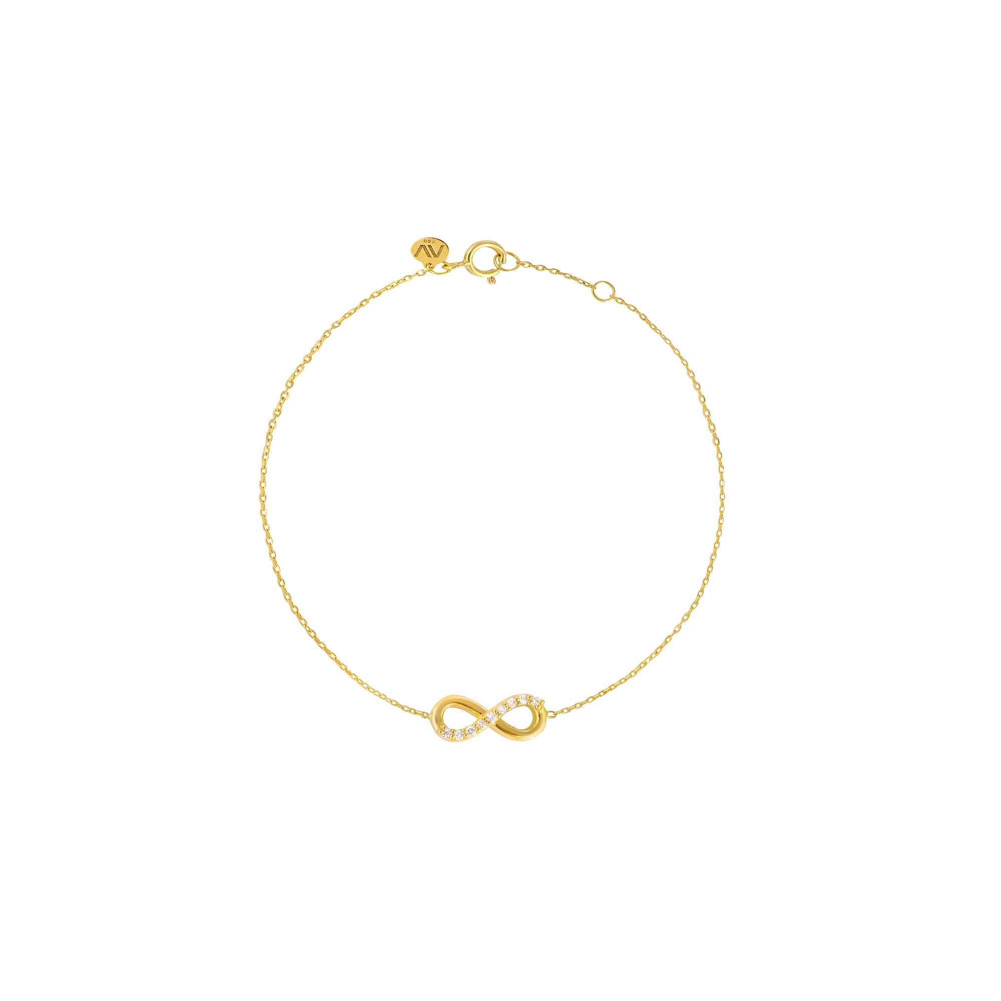 Infinity 18K Gold Bracelet w. Diamonds