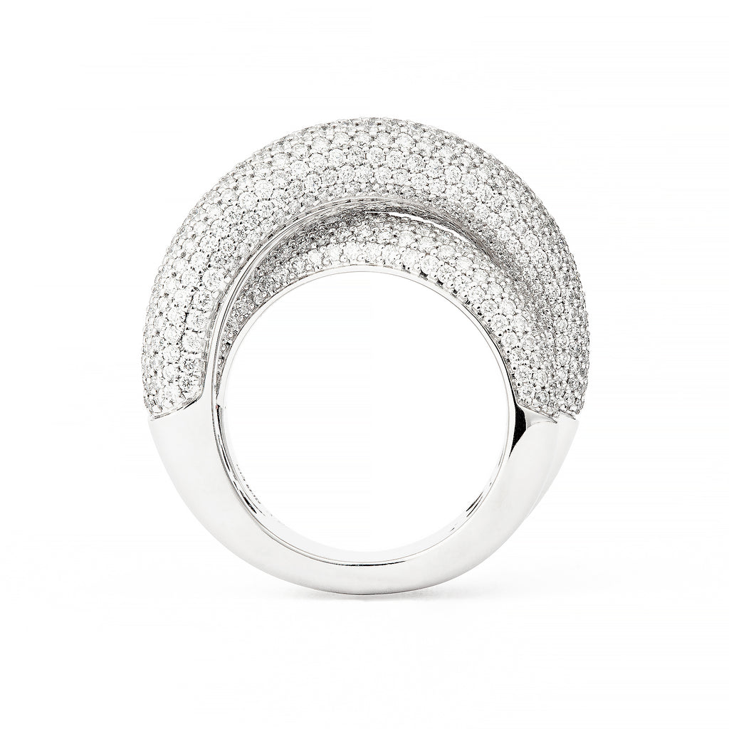 Infinity Loop Big Full Pavé 18K Whitegold Ring w. Diamonds