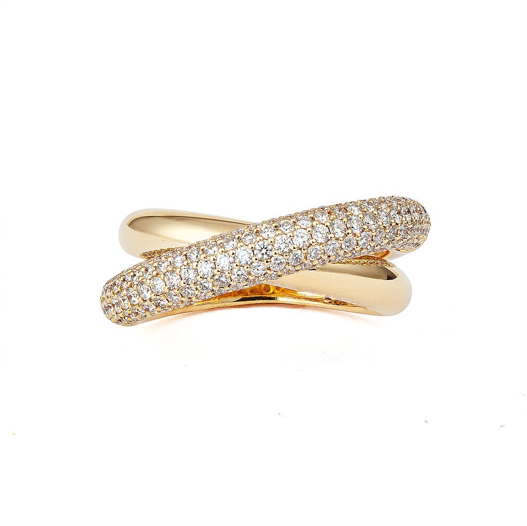 Infinity Loop Halb-Pavé mittelgroßer Goldring aus 18K I Diamanten