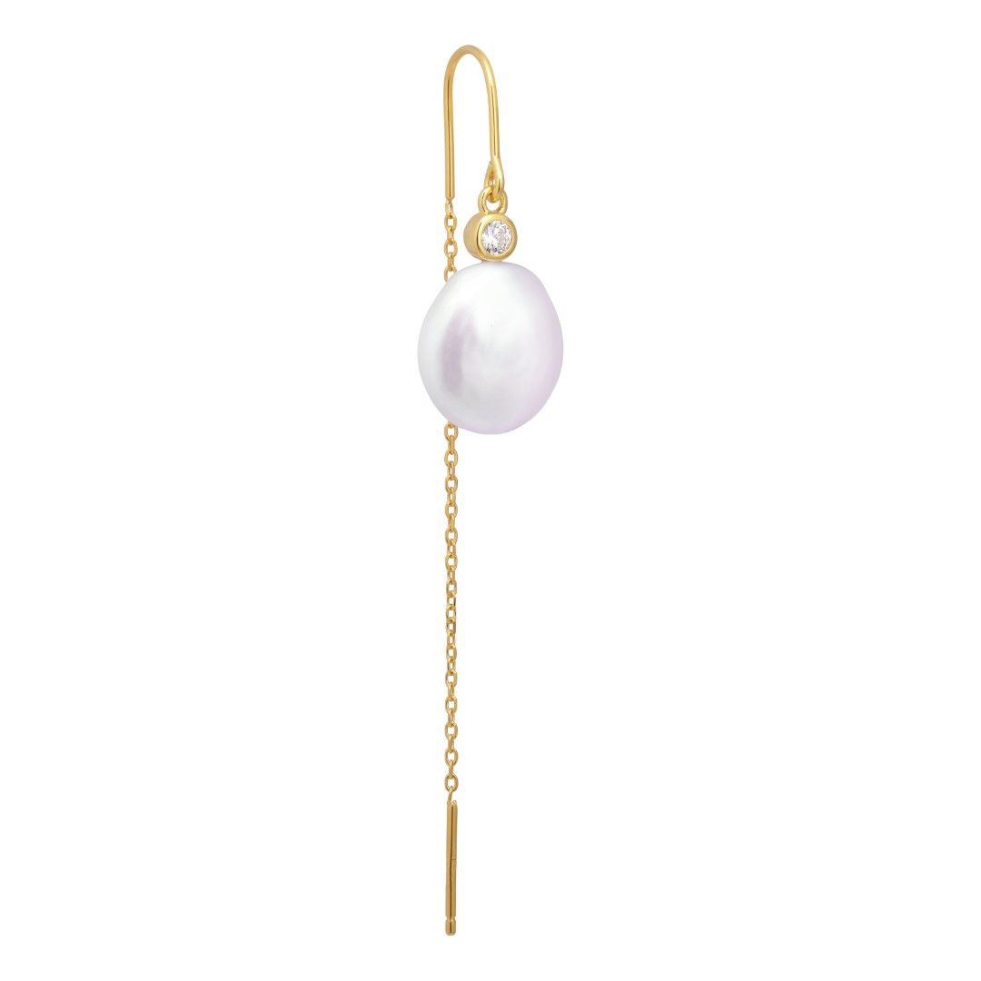 Isla Hook 18K Gold Plated Earring w. Pearl & Zirconia