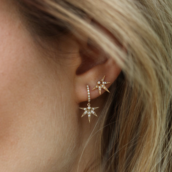 Half-Star Janis 18k Guld Ørering m. Diamanter