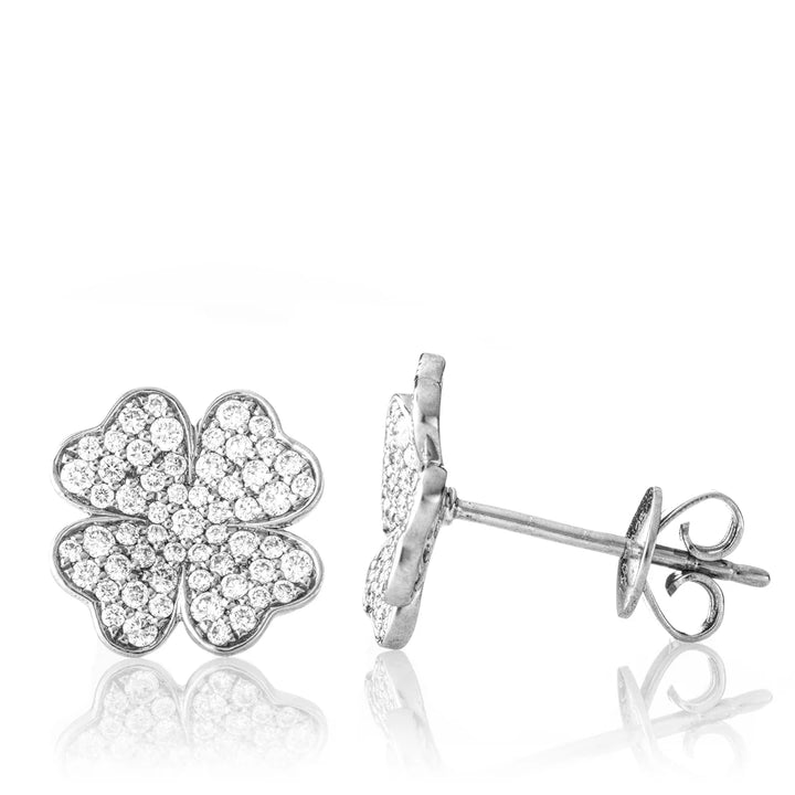 Clover 18K Gold, Rosegold or Whitegold Ring XL Stud w. Diamonds
