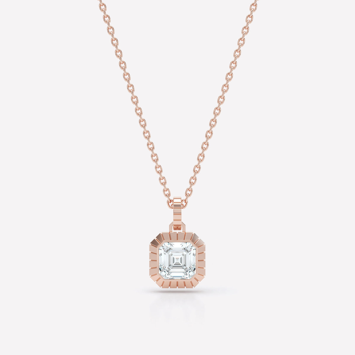 Eternity Engraved Asscher 18K Rosaguld Halskæde m. Lab-Grown Diamant