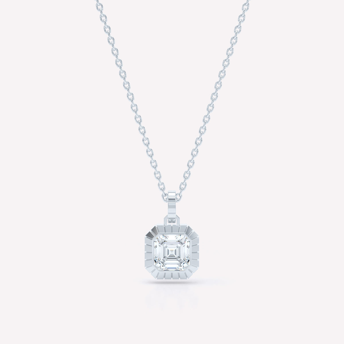 Eternity Engraved Asscher 18K Hvidguld Halskæde m. Lab-Grown Diamant