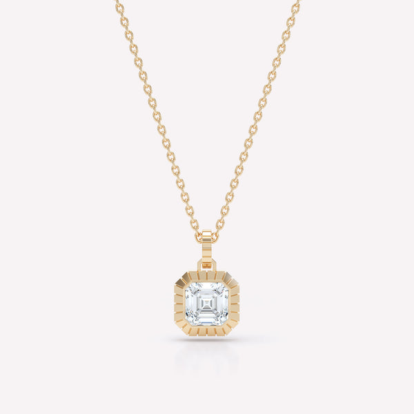 Eternity Eingravierte Asscher Halskette aus 18K Gold mit Labordiamanten