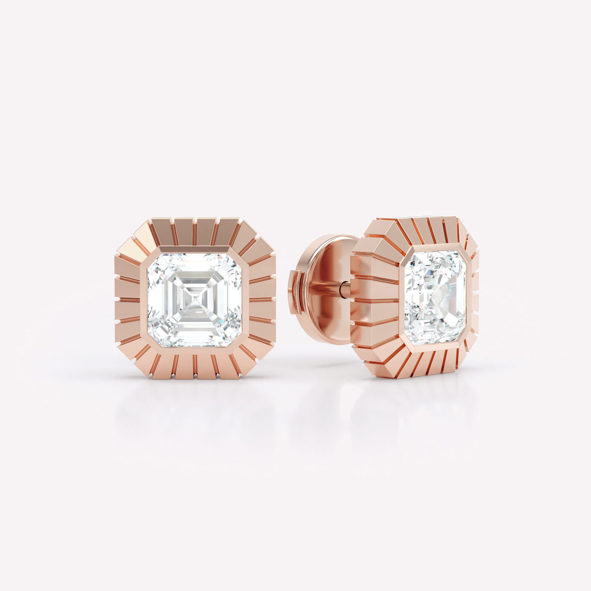 Eternity Asscher 18K Rosegold Stud w. Lab-Grown Diamond