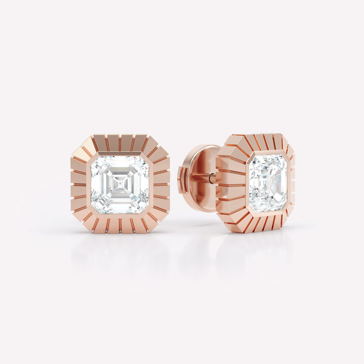 Eternity Asscher 18K Rosegold Stud w. Lab-Grown Diamond