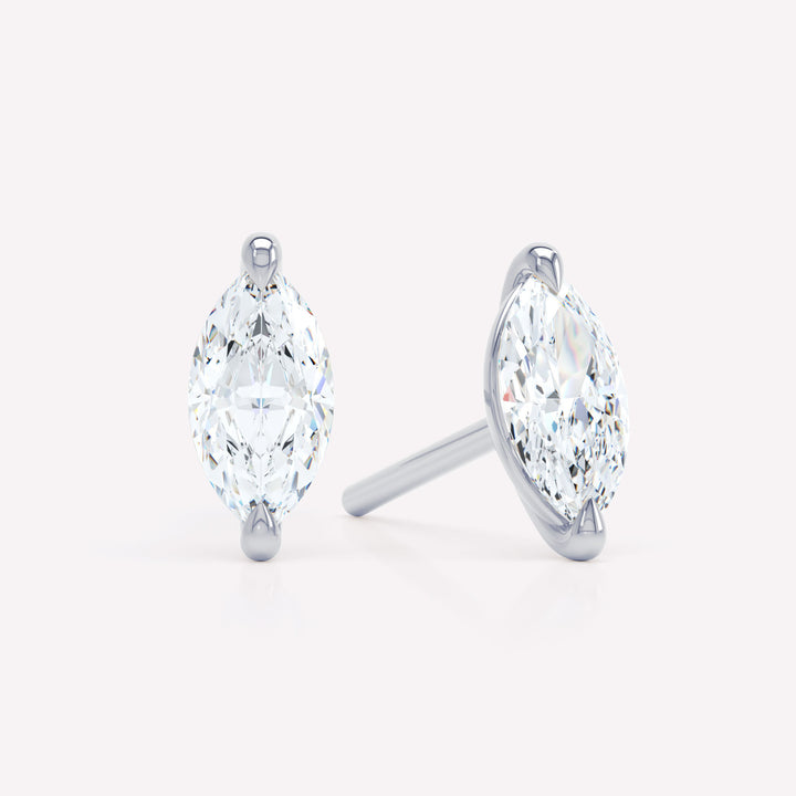 The Marquise 18K Whitegold Stud w. Lab-Grown Diamond