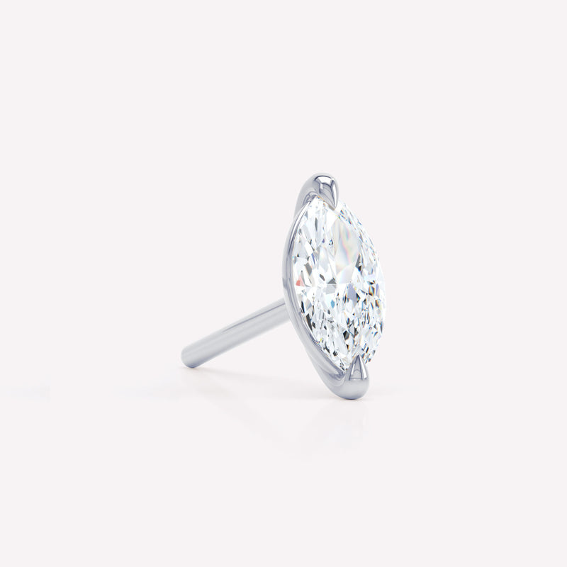 The Marquise 18K Whitegold Stud w. Lab-Grown Diamond