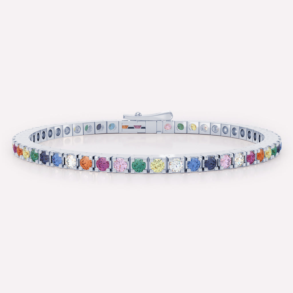 The LOEV Rainbow Tennis 18K Hvidguld Armbånd m. Lab-Grown Diamanter
