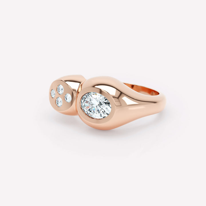 Curve Duo 18K Rosegold Ring w. Diamonds