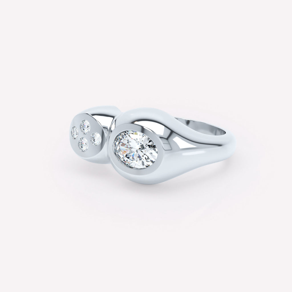 Curve Duo 18K Hvidguld Ring m. Diamanter