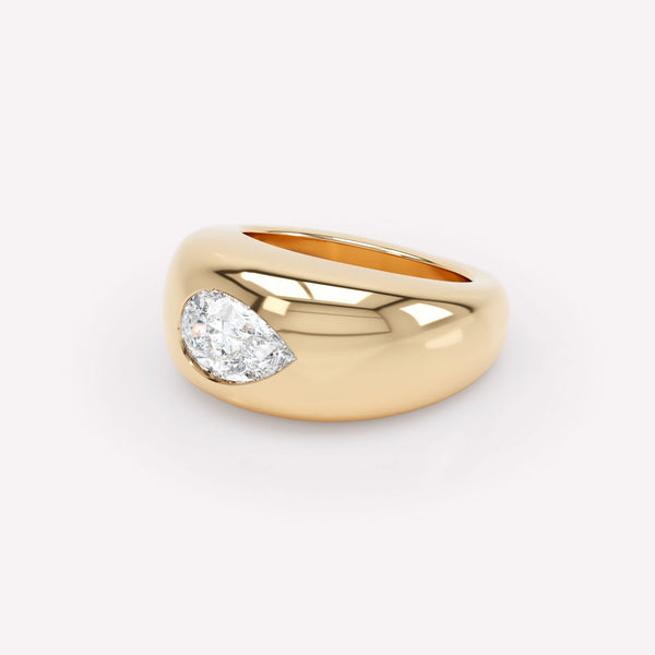Curve 18K Gold Ring w. Diamond