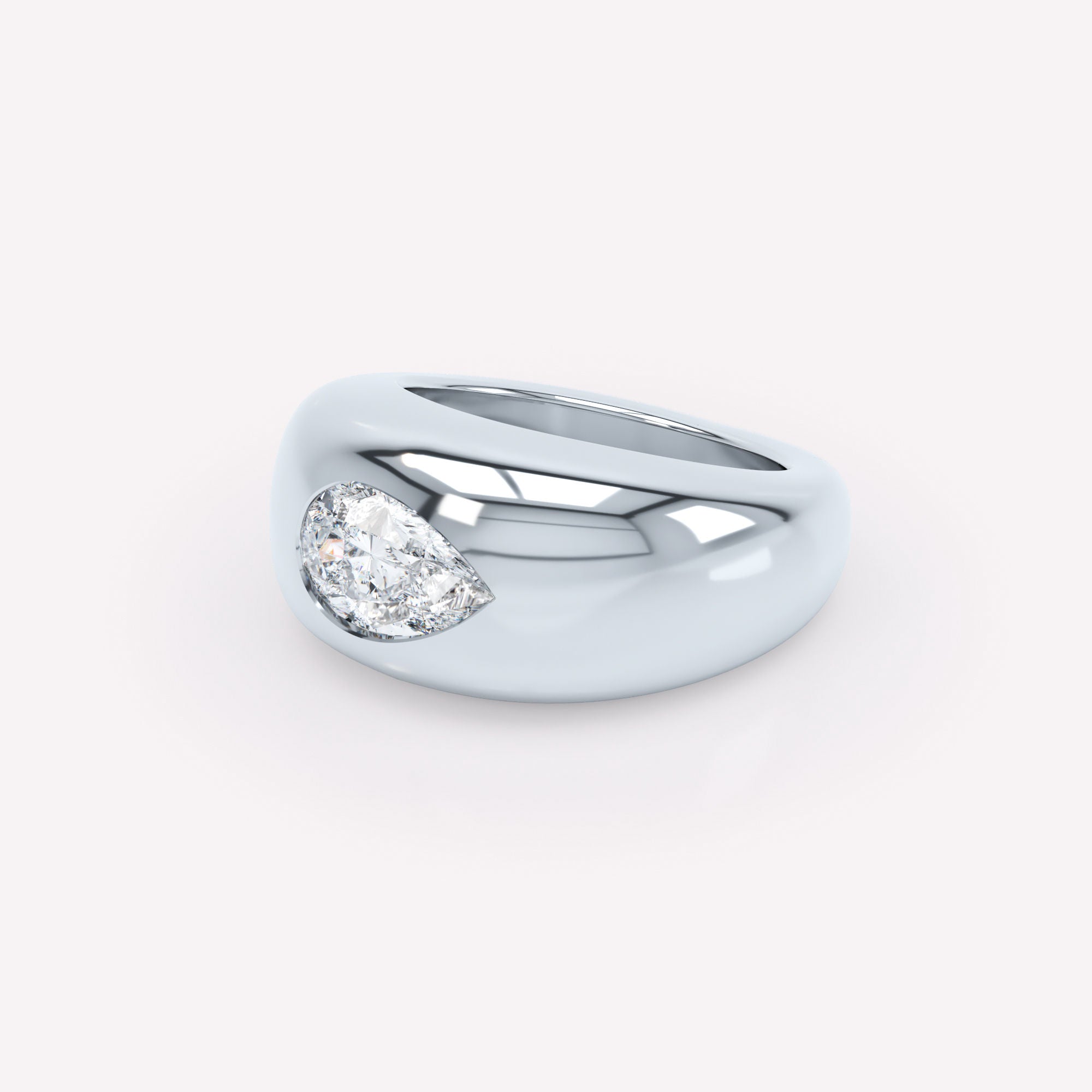 Curve 18K Whitegold Ring w. Diamond