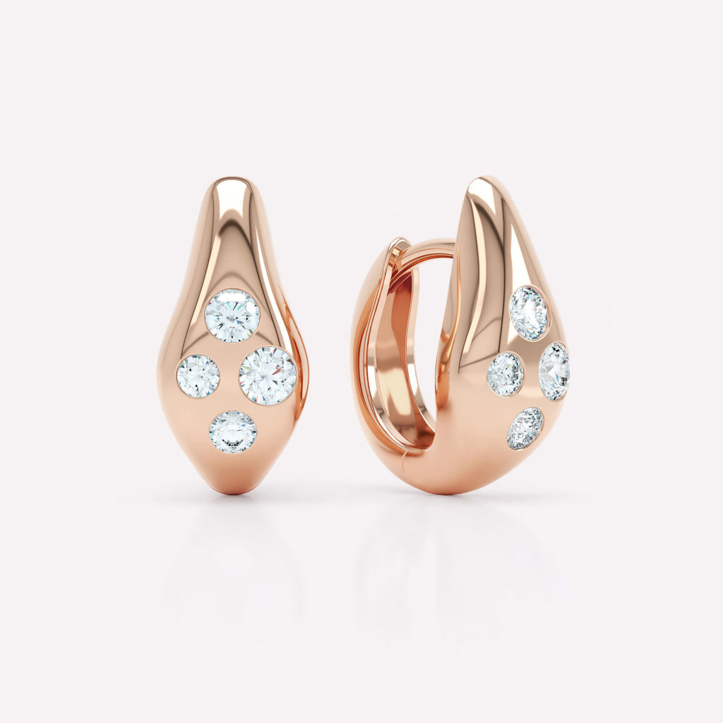 Curve 18K Rosegold Huggies w. Diamonds