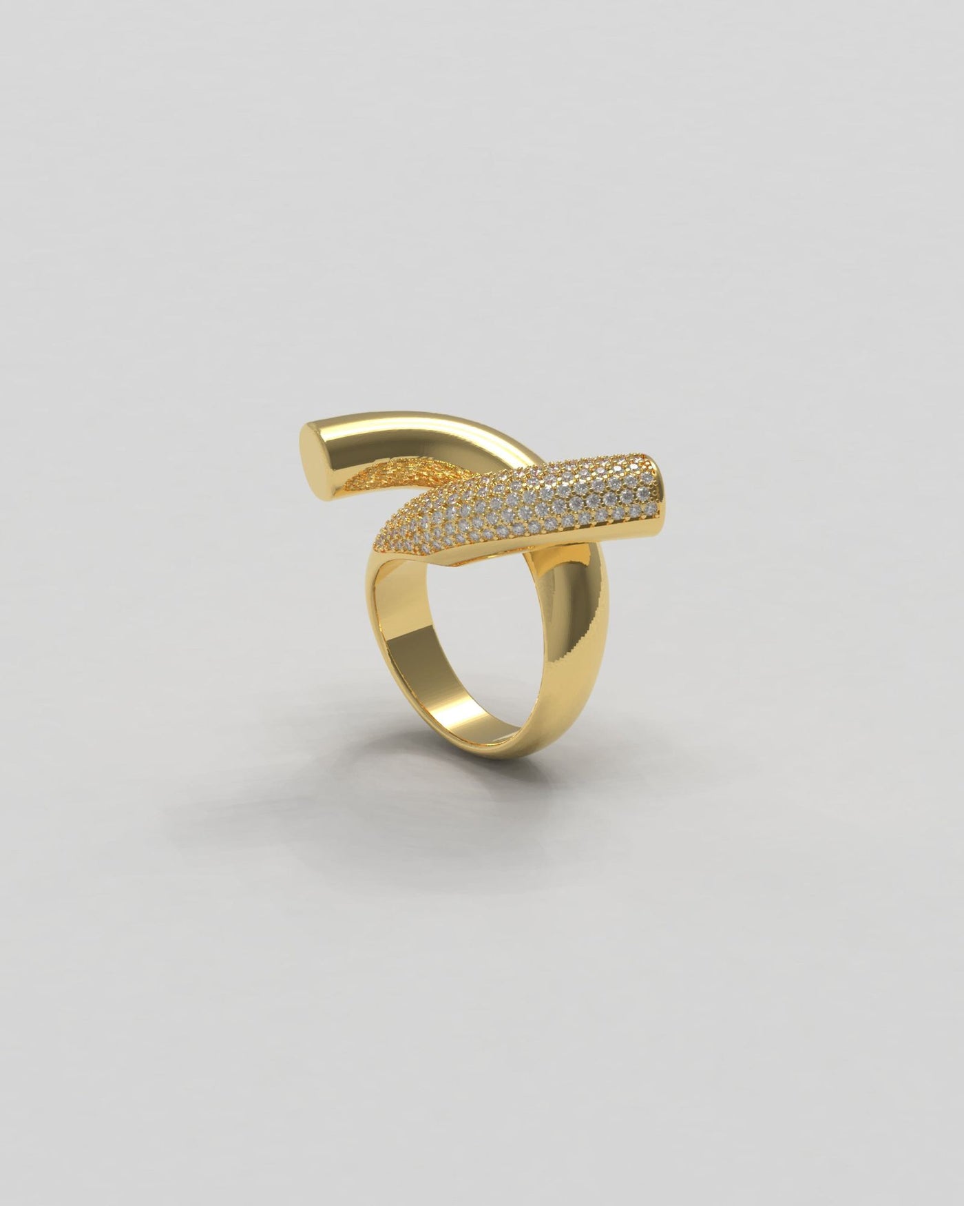 Rose Paved 14K Gold Ring w. Diamonds
