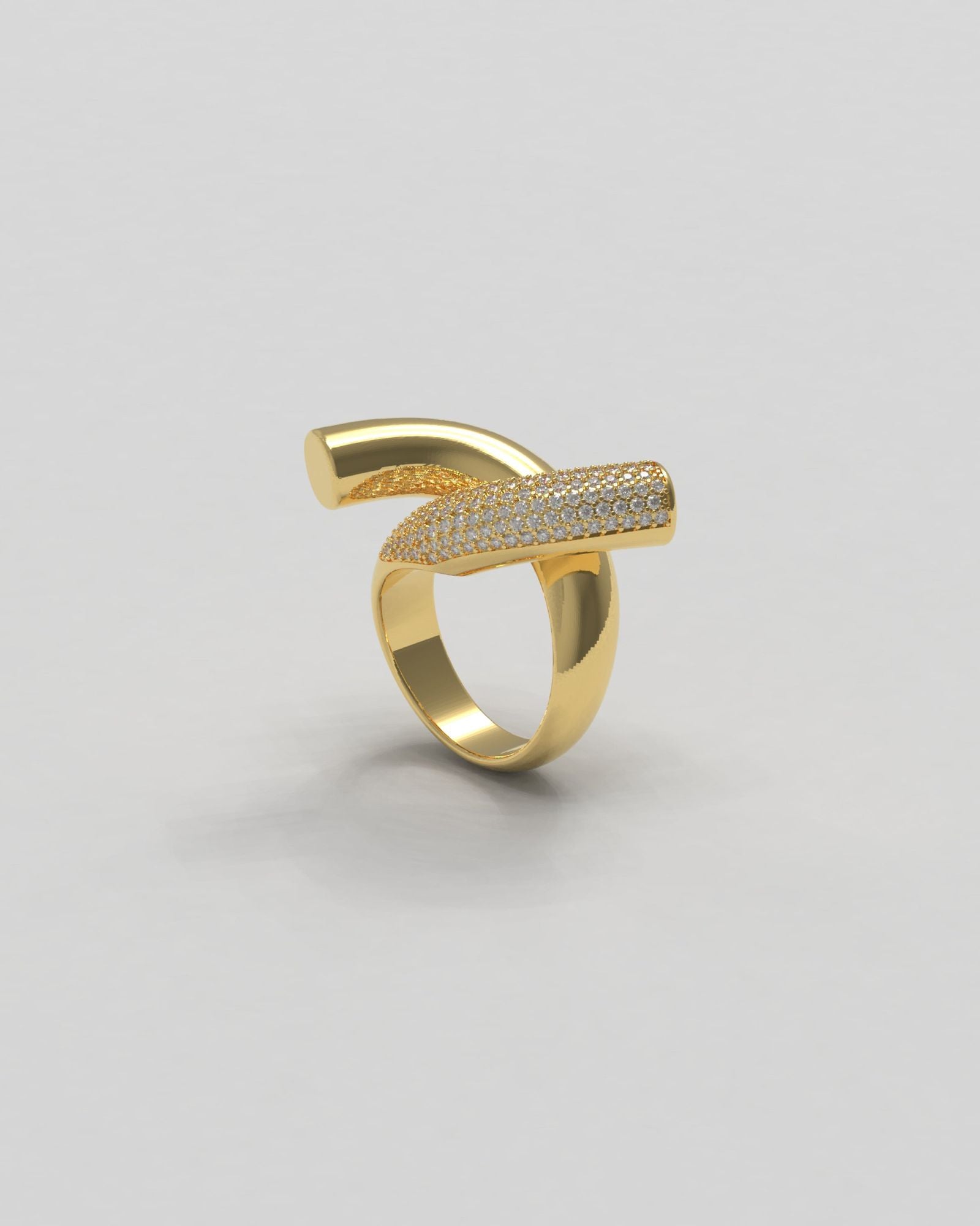 Rose Pavé Goldring aus 18K Gold mit Diamanten