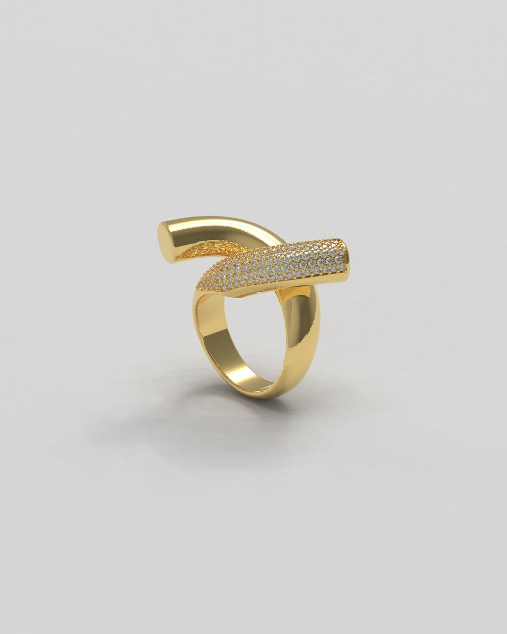 Rose Paved 18K Gold Ring w. Diamonds