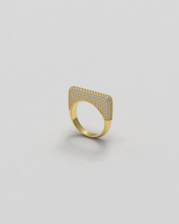 Sculpt Slim Pavé 18K Guld Ring m. Diamanter