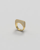 Sculpt Thick Paved 18K Gold Ring w. Diamonds
