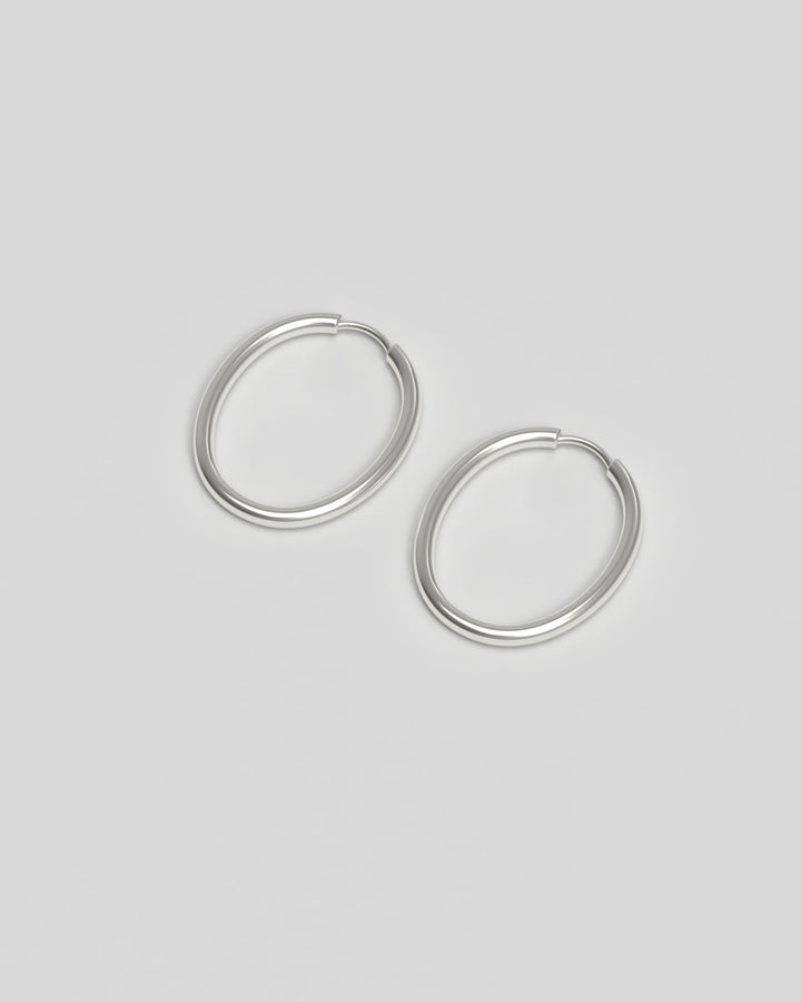 Slim Large Silver Hoops