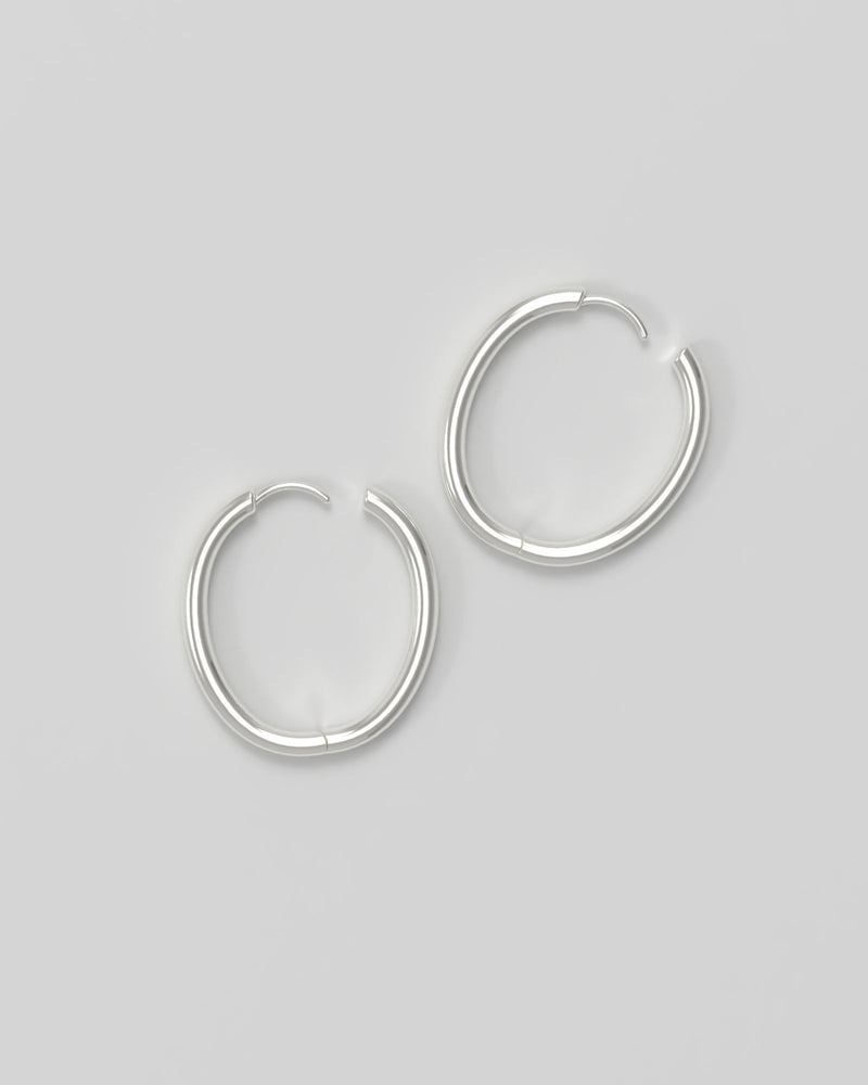 Slim Large Silver Hoops