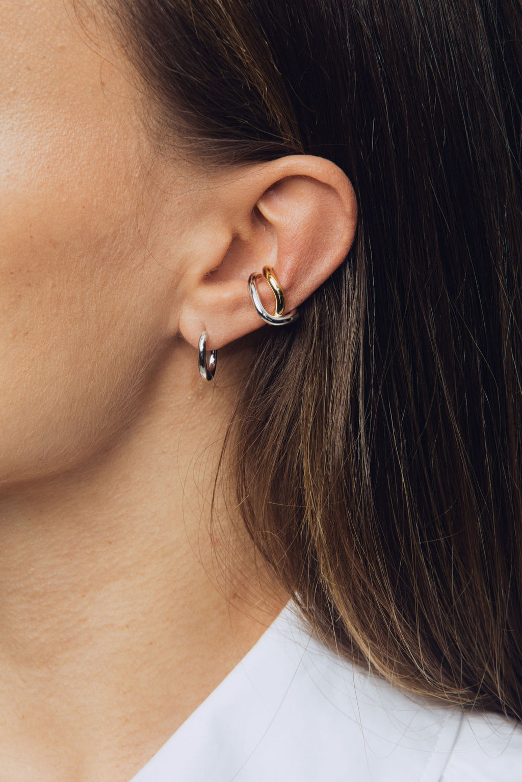 Thorn Dornen doppeltes Earcuff aus Silber & Gold 