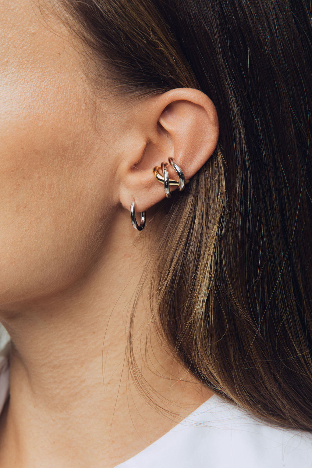 Thorn Dornen dreifaches Earcuff aus Silber & Gold