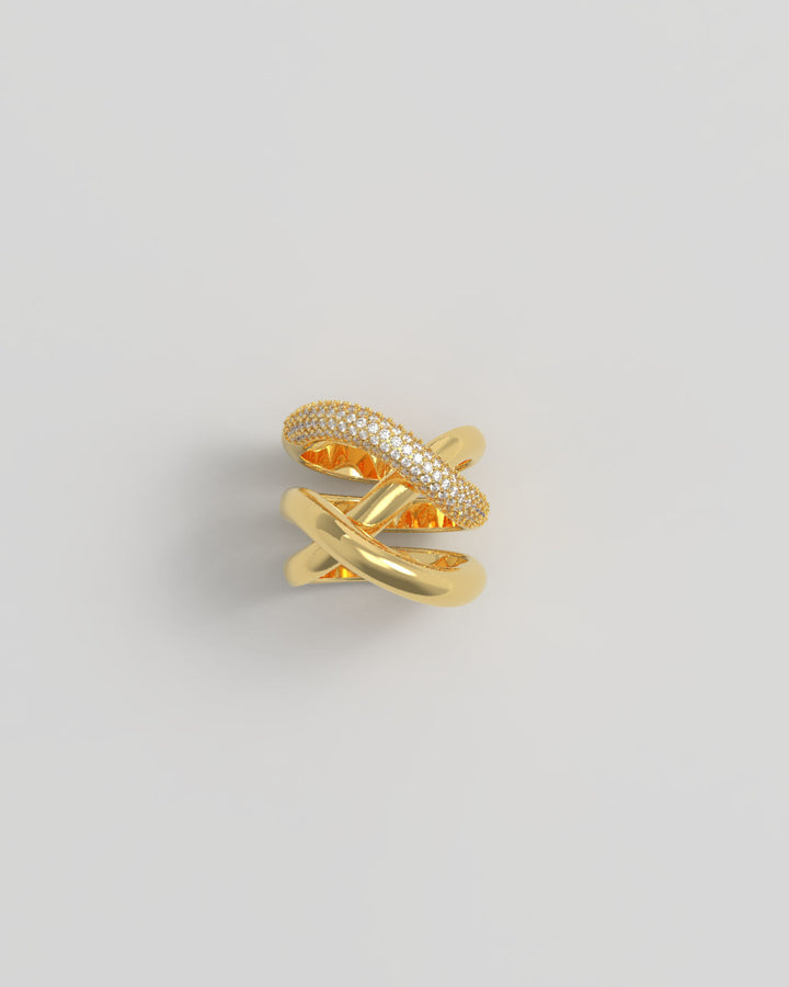 Thorn Triple Pave 18K Gold Ring w. Diamonds
