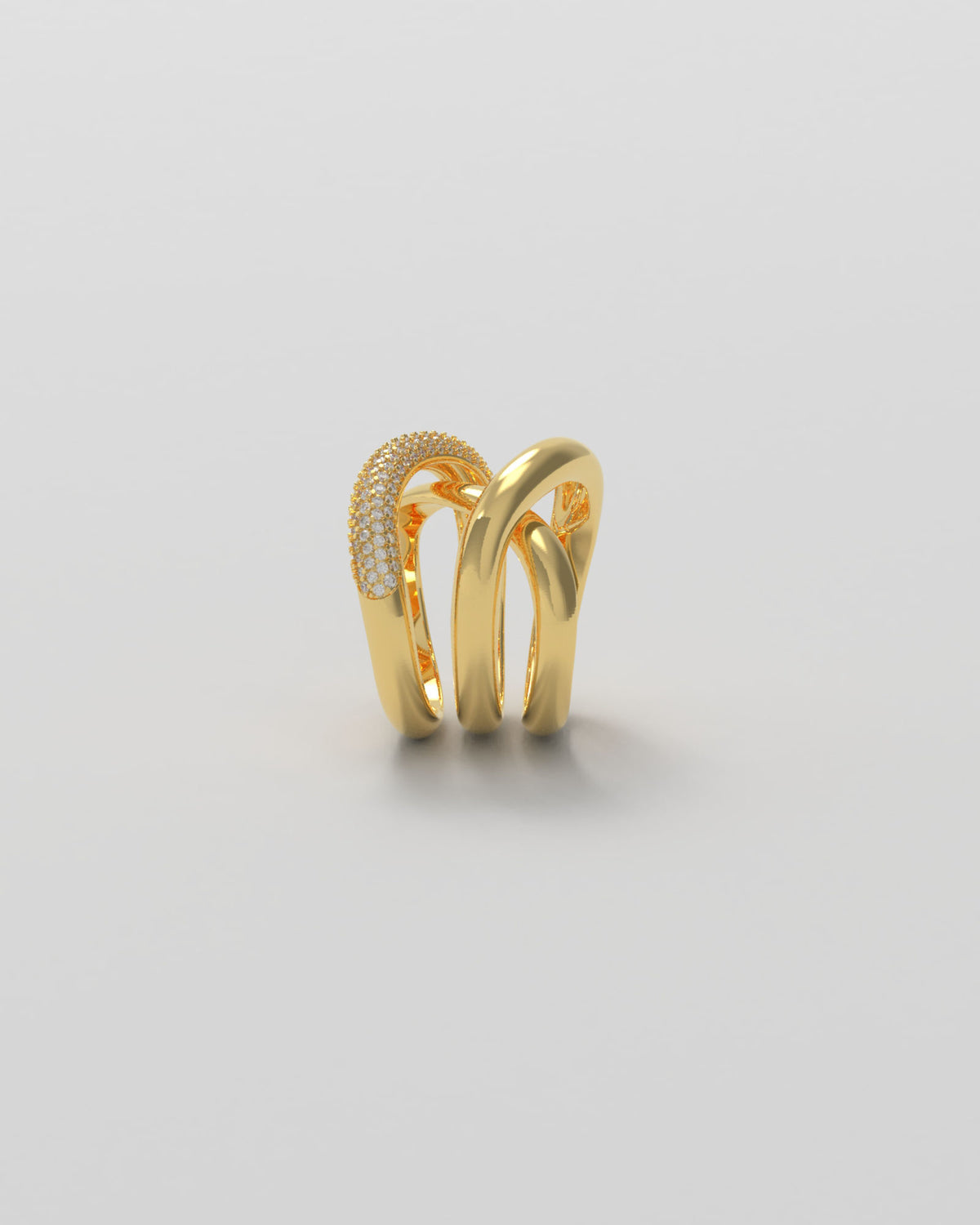 Thorn Triple Pave 14K Gold Ring w. Diamonds