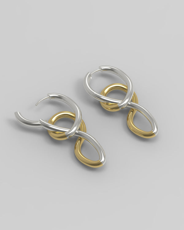 Twirl Hoop-Ohrringe aus Gold & Silber