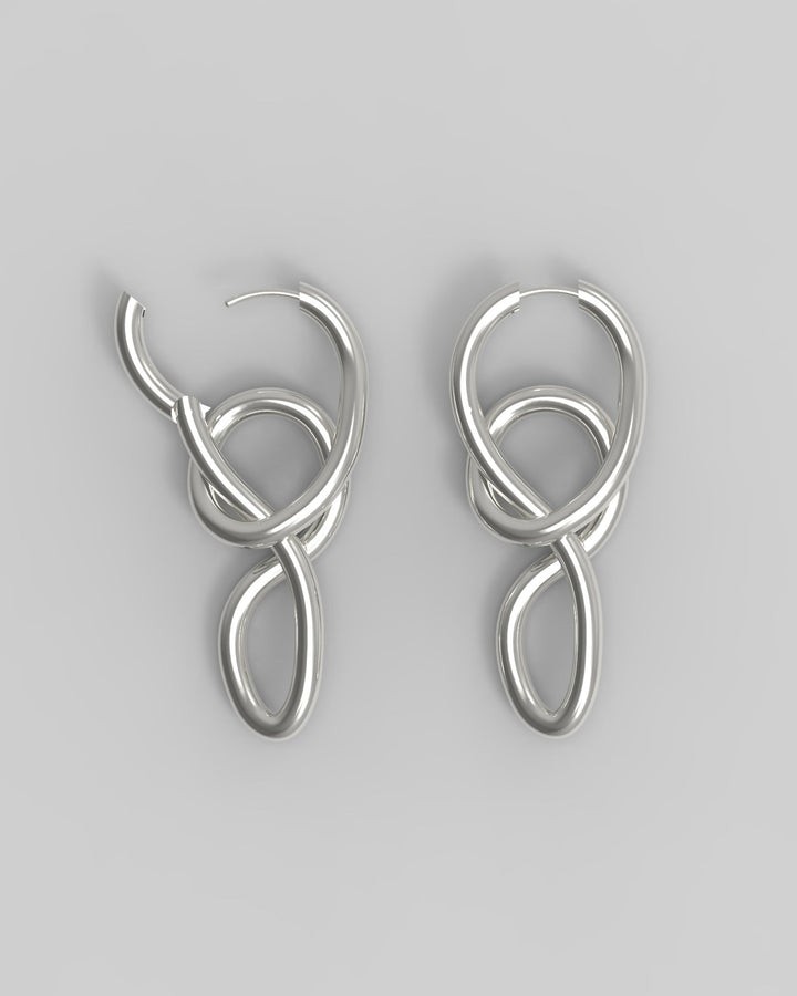 Twirl Silver Hoops