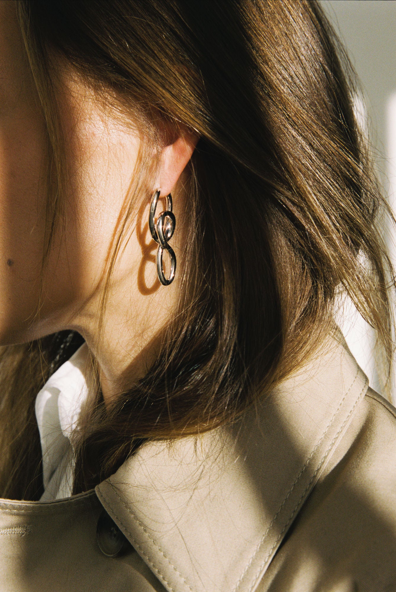 Twirl Silver Hoops