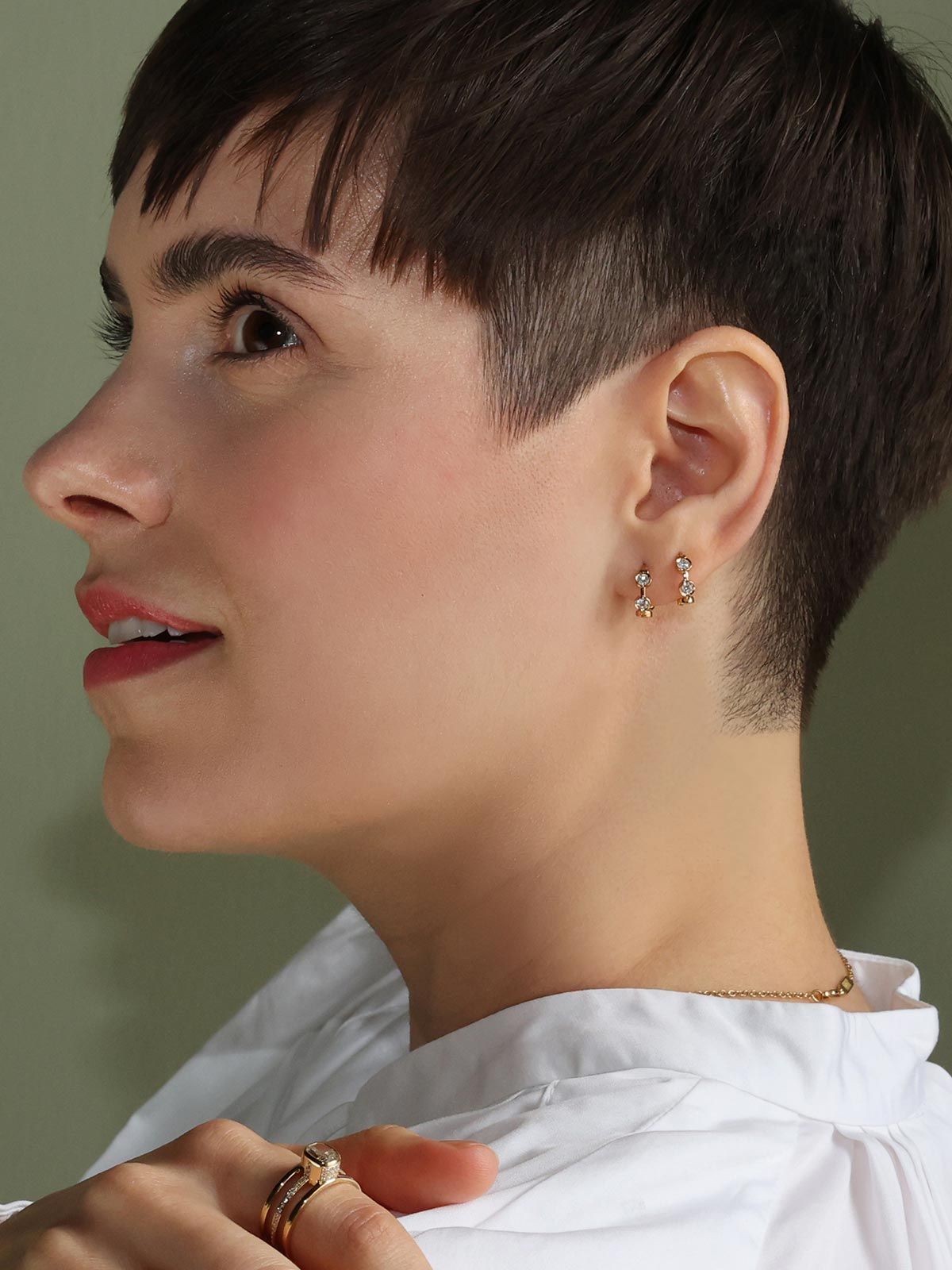Små On The Rocks 18K Guld Hoops m. Diamanter