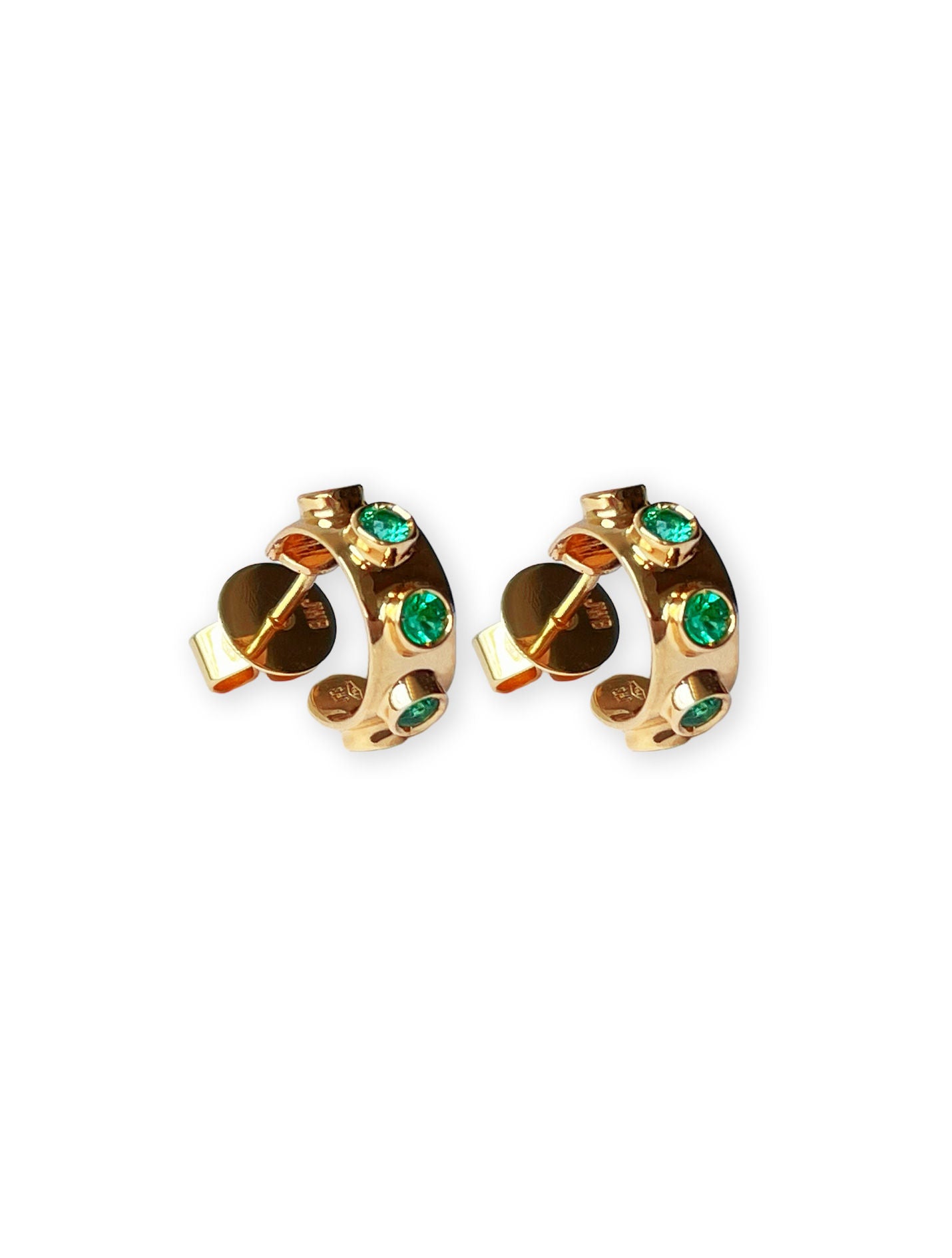 Jabbar 18K Gold Earrings w. Emeralds
