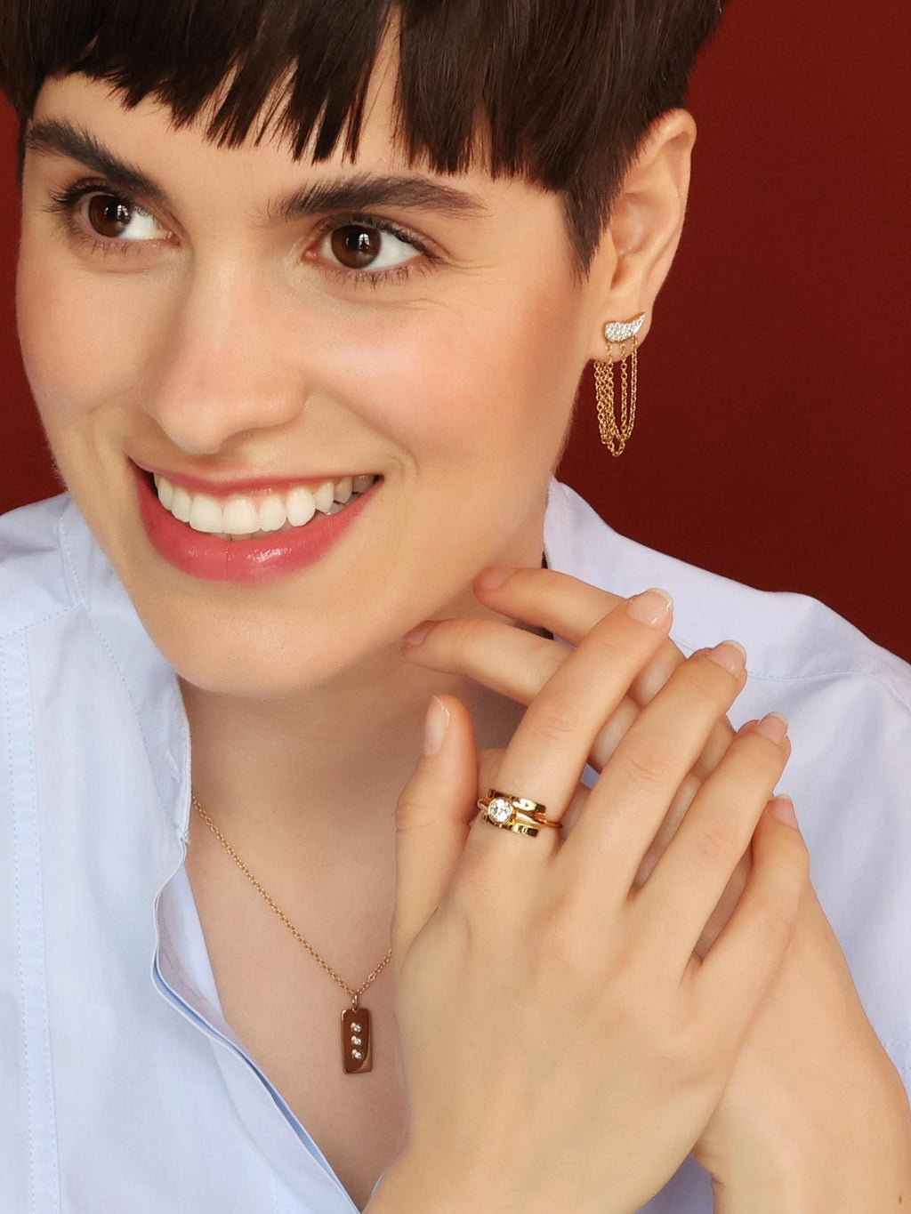 Folded 18K Guld Ring m. Diamanter