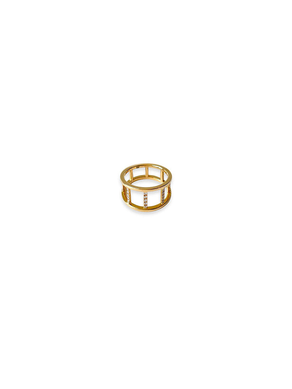 Liberty 18K Gold Ring w. Diamonds