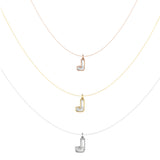 Alphabet 18K Gold, Rosegold or Whitegold Inital J Pendant w. Solitaire Lab-Grown Diamond