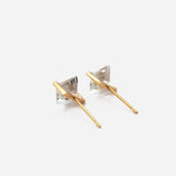 Band 18K & 10K Gold Earrings w. White Quartz