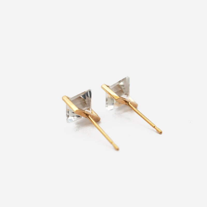 Band 18K & 10K Gold Earrings w. White Topaz