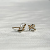 Band 18K & 10K Gold Earrings w. White Topaz