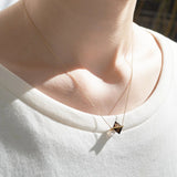 Band 10K Gold Necklace w. Smoky Quartz