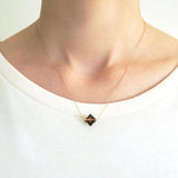 Band 10K Gold Necklace w. Smoky Quartz