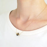 Band 10K Gold Necklace w. Smoky Quartz