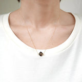 Band 18K Gold Necklace w. Smoky Quartz & Diamonds