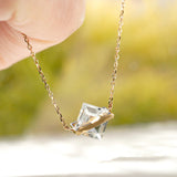 Band 10K Gold Necklace w. White Topaz