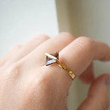 Band 18K Guld Ring m. Smokey Kvarts & Diamanter