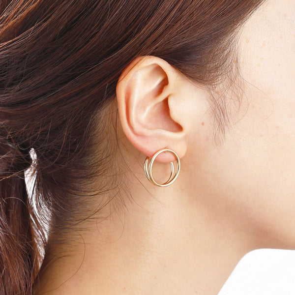 Clip Thick L Gold Plated Silver Earring