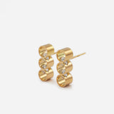 Con Long 18K Gold Earrings w. Diamonds